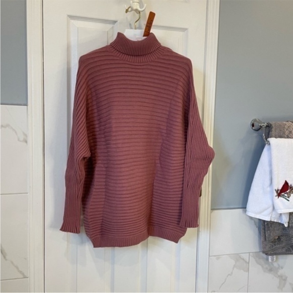 NEW Ribbed Blush Turtleneck - Picture 2 of 8